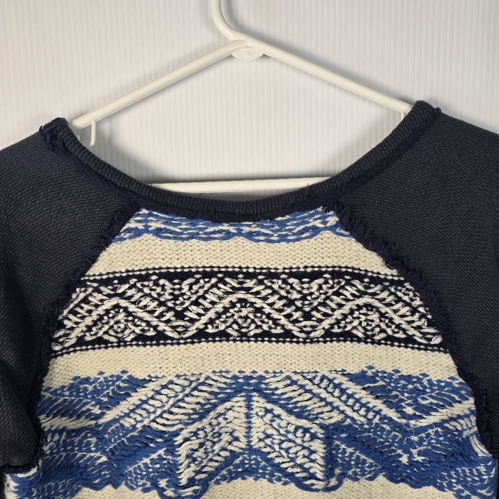 Free People Blue Aztec Tribal Soft Boho Snow Angel Angora Rabbit Hair Sweater S - Picture 12 of 16